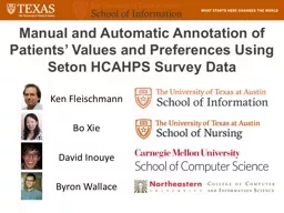 Manual and Automatic Annotation of Patients’ Values and Preferences Using Seton HCAHPS