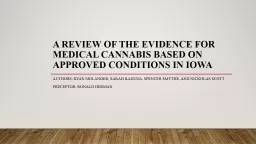 A Review of the Evidence for Medical Cannabis Based on Approved Conditions in Iowa