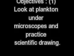 Objectives : (1) Look at plankton under microscopes and practice scientific drawing.