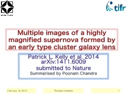 Multiple images of a highly magnified supernova formed by an early type cluster galaxy lens