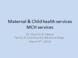 Maternal & Child health services