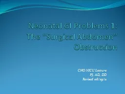 Neonatal GI  Problems 1: