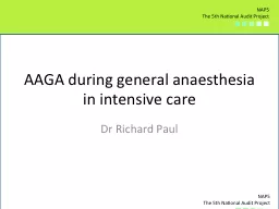 AAGA during  general anaesthesia in intensive care