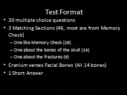 Test Format 30 multiple choice questions