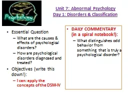 PPT-Unit 7: Abnormal Psychology