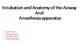 Intubation and Anatomy of the Airway