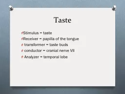 Taste  Stimulus = taste