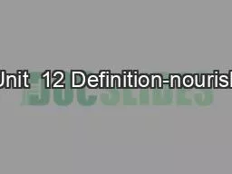 Unit  12 Definition-nourish