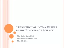 Transitioning  into a Career in the Business of Science