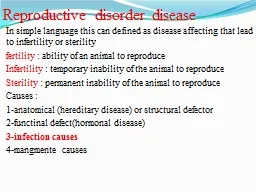 Reproductive disorder disease