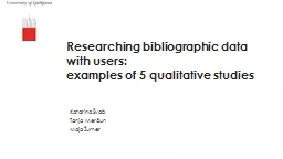 Researching bibliographic data with users: