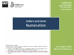 Dollars and Cents Numeration