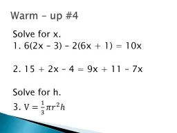 Solve for x. 1.  2.  3.
