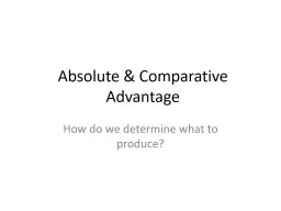 Absolute & Comparative Advantage