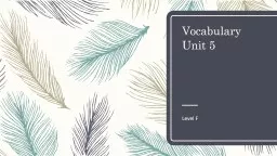 PPT-Vocabulary Unit 5 Level F