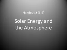 Handout 2 (3-2) Solar Energy and the Atmosphere