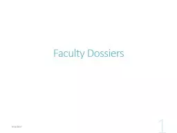 Faculty Dossiers 9/14/2017