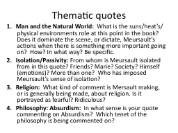 Thematic quotes Man and the Natural World: