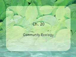 Ch. 20  Community Ecology