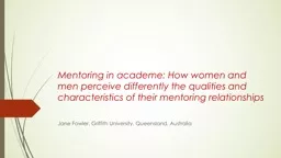 Mentoring in academe: How women and men perceive differently the qualities and characteristics