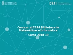 Conocer  el CRAI Biblioteca de