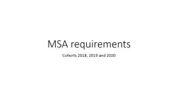 MSA requirements Cohorts 2018, 2019 and 2020