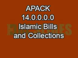 APACK 14.0.0.0.0 Islamic Bills and Collections
