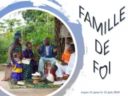FAMILLE DE  FOI Leçon 11 pour le 15 juin 2019