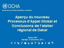 Aperçu du nouveau Processus d’Appel Global et Conclusions de l’atelier régional de Dakar