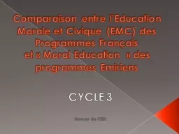 Comparaison entre l’Education Morale et Civique (EMC) des Programmes Français