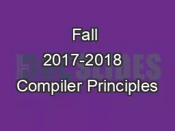 Fall 2017-2018  Compiler Principles