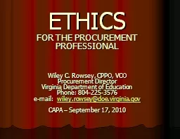 ETHICS FOR THE PROCUREMENT PROFESSIONAL