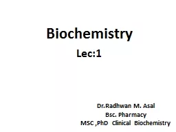 Biochemistry Lec:1 Dr.Radhwan
