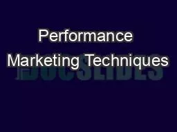 Performance Marketing Techniques