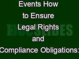 Accessible Events How to Ensure Legal Rights and Compliance Obligations: