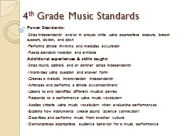 4 th  Grade Music Standards