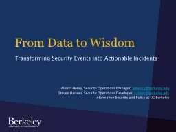 PPT-From Data to Wisdom Transforming Security Events into Actionable Incidents