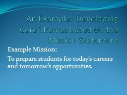 An Example:  Developing Core Themes based on the Mission Statement
