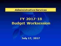 FY  2017-18 Budget Worksession