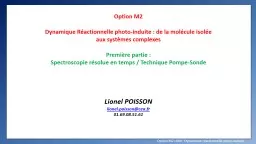 Option  M2 Dynamique Réactionnelle photo-induite : de la molécule isolée aux systèmes