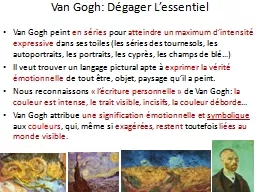 Van Gogh: Dégager L’essentiel