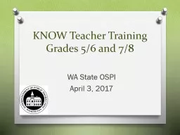 KNOW Teacher Training Grades 5/6 and 7/8