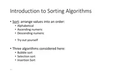 8- 1 Introduction to Sorting Algorithms