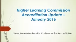Higher Learning Commission Accreditation Update – January 2016