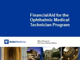 Office of Financial Aid Duke University School of Medicine