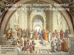 Driving  Learning Interactions:  Essential Elements of An Effective Online Teaching