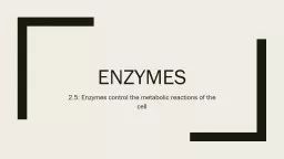 Enzymes 2.5: Enzymes control the metabolic reactions of the cell