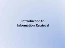 Introduction to  Information Retrieval