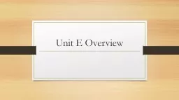 Unit E Overview Application of Integral