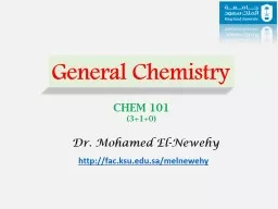 CHEM 101 (3+1+0) General Chemistry